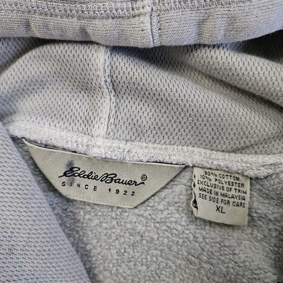 Vintage Eddie Bauer Garment Dyed Sage Green Boyfriend Fit Raw Hem Hoodie Size XL - Picture 5 of 5